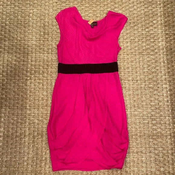 Tracy Reese Dresses | Tracy Reese Hot Pink, Sleeveless Silk Cocktail Dress W/ Black Banded Waist | Color: Black/Pink | Size: 8 | Katebeebe319's Closet